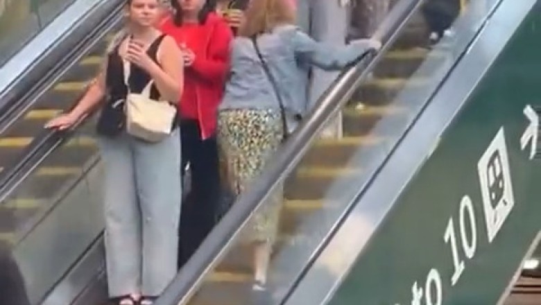 Reverse Escalator Challenge: Watch This Woman Conquer the Impossible!